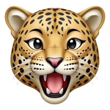 cinematic-realistic-yawning-young jaguar-portrait-emoji,-head-tilted-slightly-with-a-dramatic,-wide-open-yawn,-showcasing-a-lithe,-graceful-build-with-distinctive-rosette-patterns-and-sleepy,-half-closed-eyes,-simplified-yet-irresistibly-adorable, realistic sticker