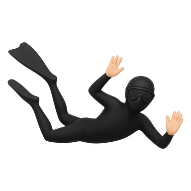 Edit the freediver emoji to have longer fins and ensure the face is not visible by covering the eyes with black goggles. Keep the rest of the emoji the same. The style should resemble emoji style with no background. sticker