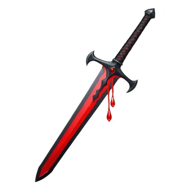 iOS sticker, dark sword, black blade, red blood drop, minimal sticker