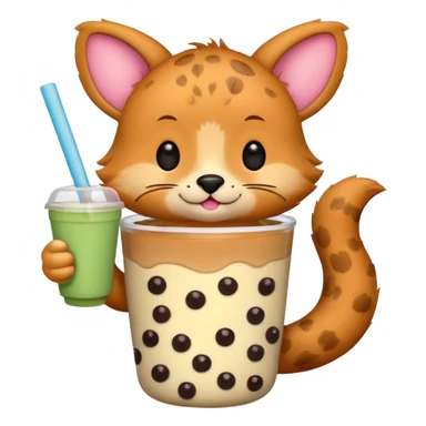Random animal holding s cup of boba sticker