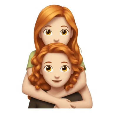 Ginger hair girl hugging brown hair girl sticker