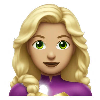 Curvy blonde girl superhero. Green eyes. sticker