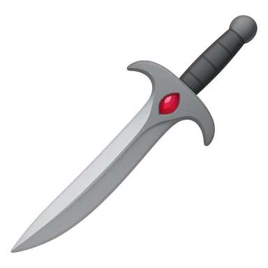 Make the blade slightly curved, keep the hilt simple, only the gemstone in the hilt is colored, in emoji style with transparent background. sticker