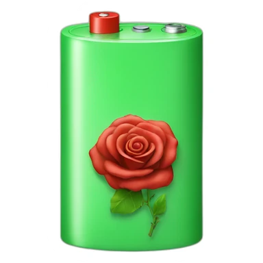 Full green Battery with red rose  sticker