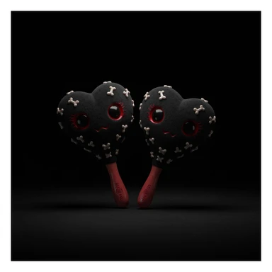 goth heart maracas, cute, expressive, minimal sticker
