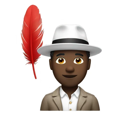 black man with white hat + red feather sticker
