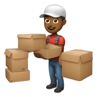 Delivery guy with food package sticker