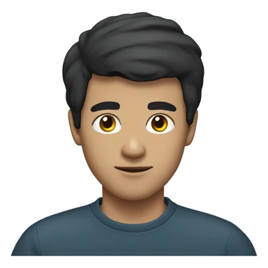 young dark-haired man, wearing a petroleum-colored sports sweatshirt. Short straight black hair, no moustache or beard. sticker