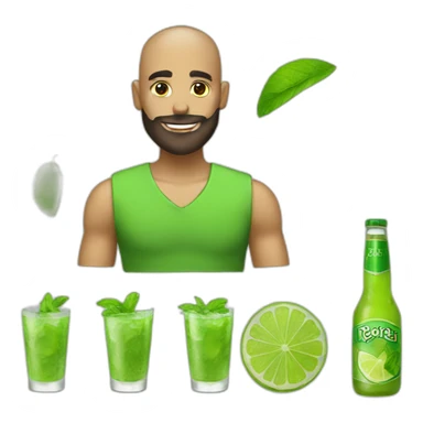 hair shaved boy with beard and with mojito sticker