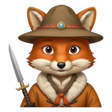 fox face, mogolian ancient army with small knife and hat sticker