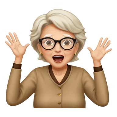 Older Woman jumping screaming and word “fraud” in a bubble sticker