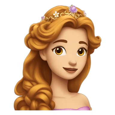 Princesse daisy with à crown with à orge dress and long hair sticker