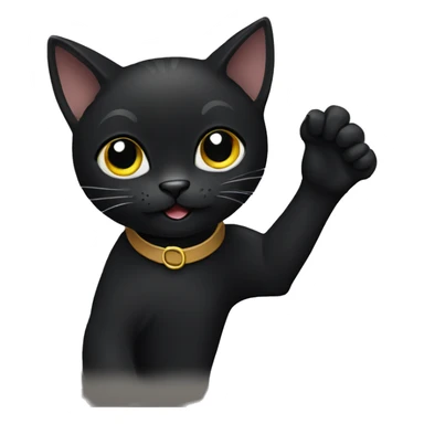 Black cat waving sticker