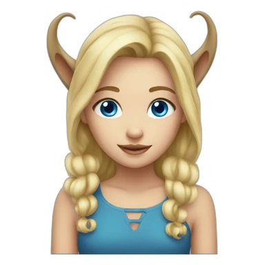 Blonde girl with blue eyes and horns sticker