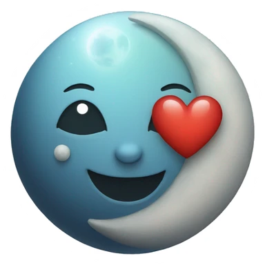 Moon and heart sticker