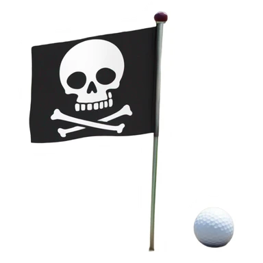 Skull and bones type flag replaced with golf sticker