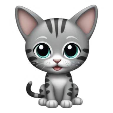 full body grey and black playful baby skinny cat sticker