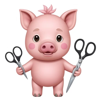 pig holding scissors sticker