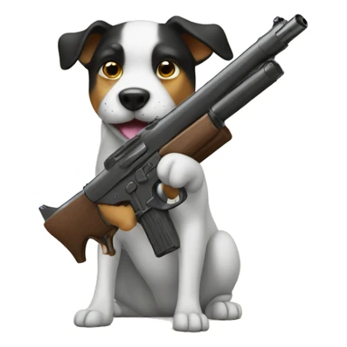 Dog holding a gun  sticker