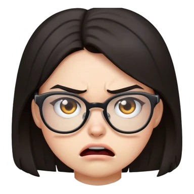 Angry girl with dark hair and glasses sticker