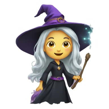 witch casting spell with a Magic wand sticker
