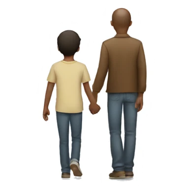 a man holds a child's hand view from back sticker