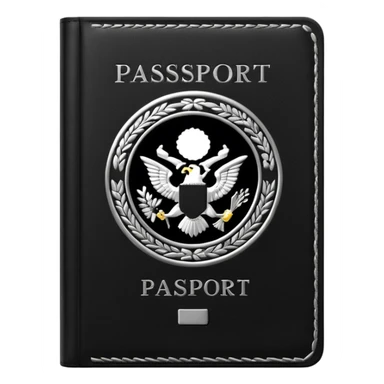 black passport with silver details sticker