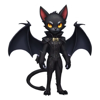 cool edgy anthro fantasy dark-shadow-themed animal vampiric bat-cat-hybrid Fakemon  with a collar full body sticker