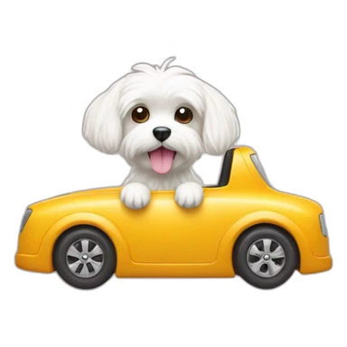 Maltese dog inside a toy car sticker