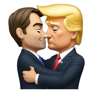 Bolsonaro kissing Donald Trump and blushing and touching sticker