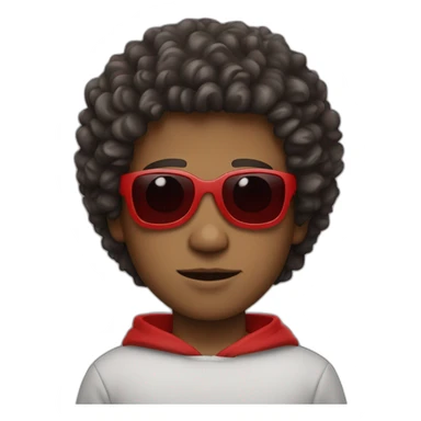 Square-jawed boy with curly hair and a degrade, wearing black sunglasses and a red hoodie. sticker