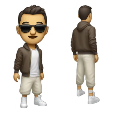 hombre con lentes,color de piel blanco, vestido con buzo y pantalones baggynike dunk, feliz sticker