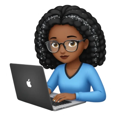 black pretty girl working hard with sparkles on laptop "Working hard with ✨" spelled out  sticker