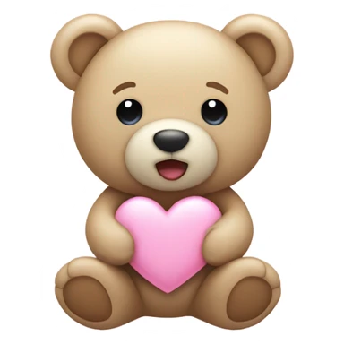 beige teddy bear and a pink pastel heart sticker