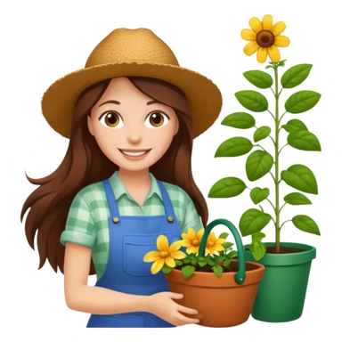 long brown hair white woman Gardening sticker