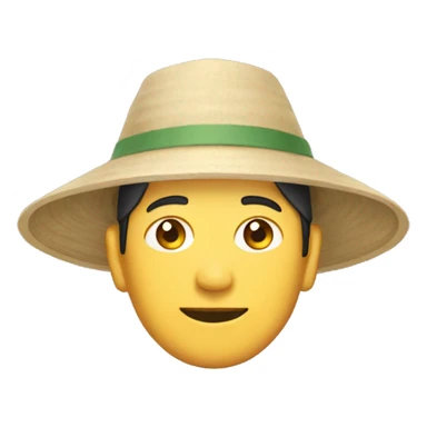 Asian man wearing Vietnamese hat sticker