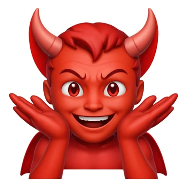 Make me emoji with devil face and rubbing hands like fly sticker