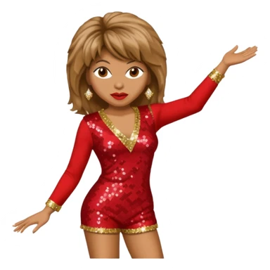 Tina Turner, Queen of Rock'n Roll from Famous People with long light brown hair, red sequin outfit sticker