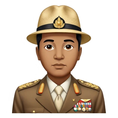 ​Cinematic Realistic Portrait of Sukarno, depicted in a lifelike, realistic style based on his iconic portrait, showcasing his thoughtful, charismatic expression in period attire, rendered with detailed textures and warm, evocative lighting that captures his pioneering spirit and national pride, sticker
