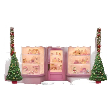pink storefront decorated for christmas sticker