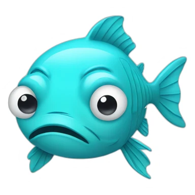 sad fish with tears, cyan, flat, side profile sticker