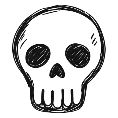 skull, hand drawn black outline style sticker