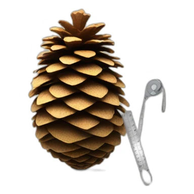 pine cone with a measuring tape sticker