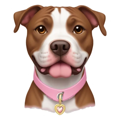 brown american staffordshire terrier with baby pink collar  sticker