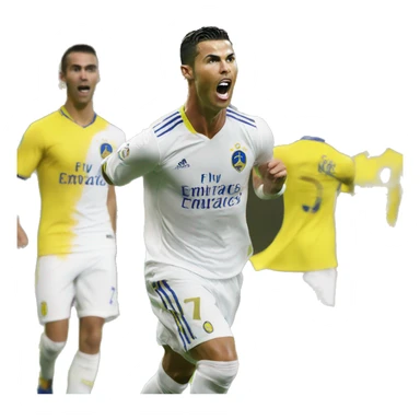 Cristiano Ronaldo at Al Nassr celebrating goal sticker