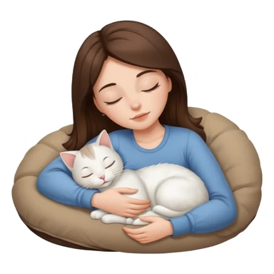 White kitty sleeping on brunette white girl’s lap sticker