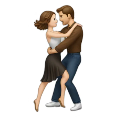 White couple brown hair dancing jive sticker