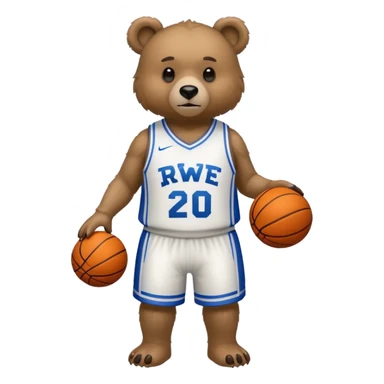 Bear with full body and wearing basketball jersey that says RWE sticker