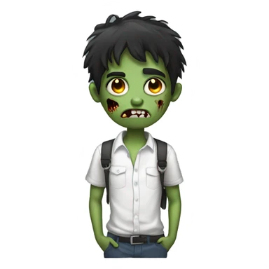 teen boy zombie with dark hair and white shirt sticker