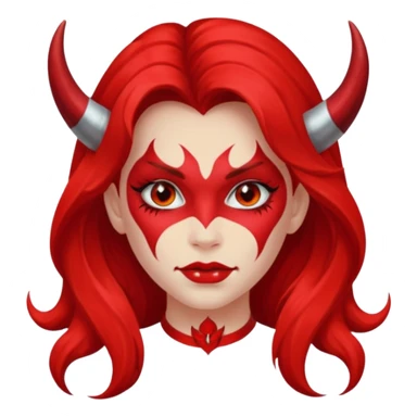 a long-haired red face paint devil girl  sticker